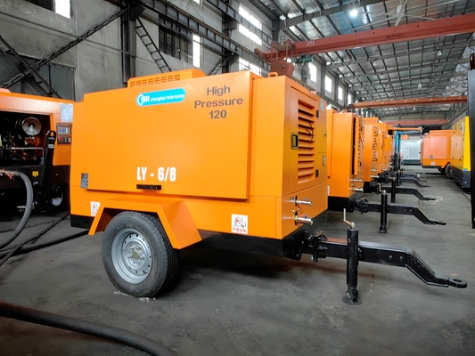 Kompresor sekrup bertenaga mesin diesel pendingin tekanan tinggi dengan kinerja yang kuat